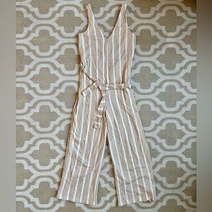 Pull&Bear Beige and White Striped Jumpsuit